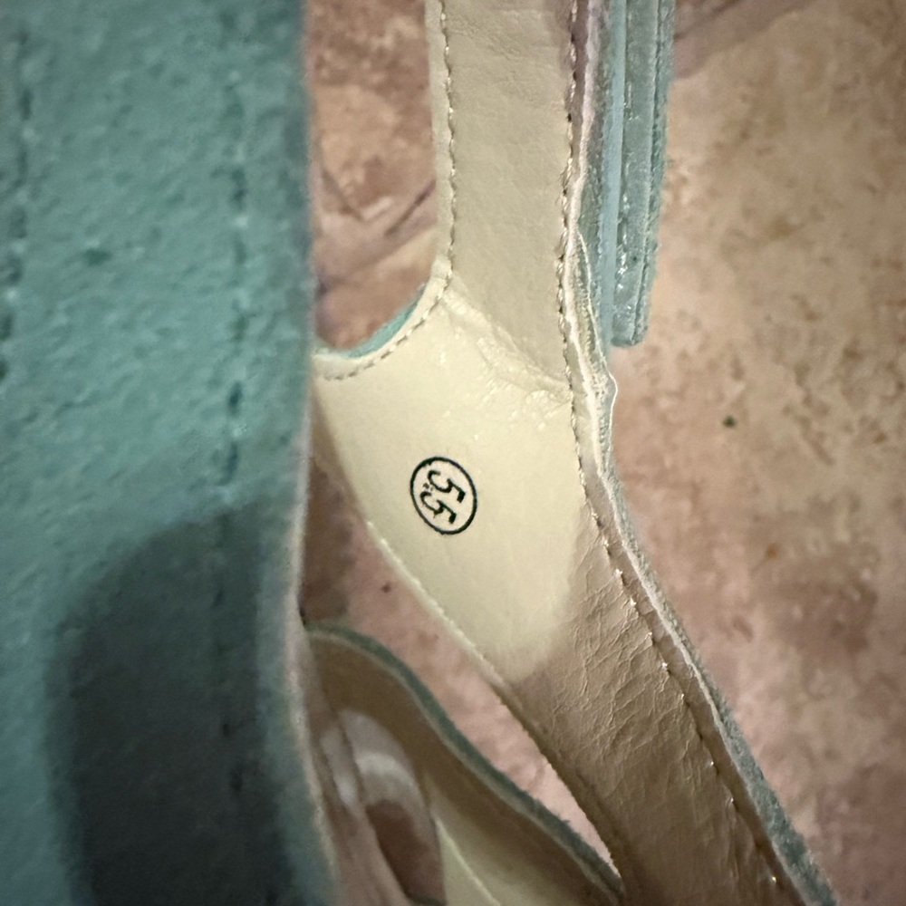 New Skechers parallel stylin suede leather wedge sandals size 5.5 turqoise color - Picture 8 of 9